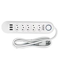 Régua Extensão 5 Tomadas Cabo 2 Metros com 3 Entradas USB