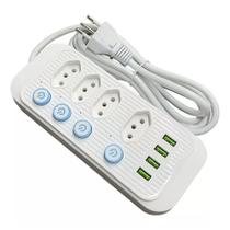 Régua Extensão 5 Tomadas E 4 Usb 4 Pd Led Bivolt 110v/220v GN-348 Régua Extensão 5 Tomadas E 4 Usb 4 Pd Led Bivolt 110v/220v GN-348