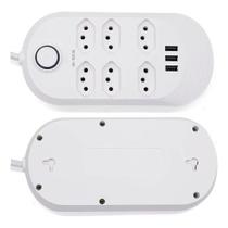 Régua Extensão 6 Tomadas E 3 Usb Cor Branco 127v/220v