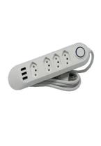 Régua Extensão De 2 Metros Com 4 Tomadas 3 Usb Carregador
