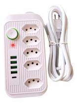 Régua Extensão Elétrica 5 Tomadas Com 4 Usb Bivolt CB-062 - Meilepai