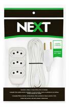 Regua Extensão Eletrica Branco 3 Metros Bivolt 3 Tomadas