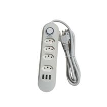Regua Extensão Eletrônica 4 tomadas 3 USB 2m Com o botão de liga e desliga bivolt