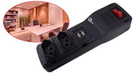 Régua Filtro de Linha 2 Tomadas + 2 USB Plug in Bivolt Protetor Contra Surto C/ Fusível 10a Alta Qualidade Certificado NBR Régua Filtro de Linha 2 Tomadas + 2 USB Plug in Bivolt Protetor Contra Surto C/ Fusível 10a Alta Qualidade Certificado NBR