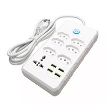 Régua Filtro de Linha com 7 Tomadas Extensão Elétrica 1 Universal 4 USB Bivolt