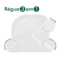 Régua gabarito curva quadrado caixa leite canto mitrado 20cm (transparente)