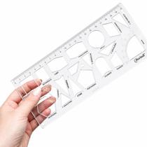 Régua Geométrica Acrílica 25cm com 20 formas Régua Geométrica Acrílica 25cm com 20 formas