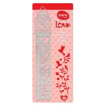 Régua/ Marcador De Páginas Stencil Metálico Pássaros Molin