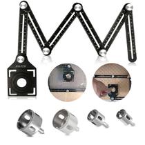 Régua Molde Marcador Furo Ajustável Gabarito + 4 Serra Copo Alta Qualidade + Nota Fiscal Régua Molde Marcador Furo Ajustável Gabarito + 4 Serra Copo Alta Qualidade + Nota Fiscal