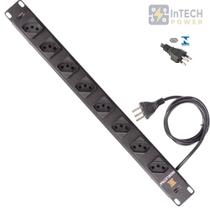Régua padrão rack 19 pol. 1u 8 tomadas diagonal até 10 amperes - 127/220v - cabo 1,2m - preto