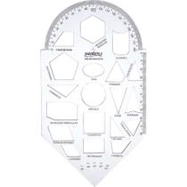 Régua Plástica Geometria Gabarito Cristal 10unid - Waleu