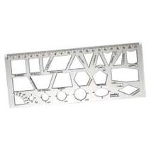 Régua Plástica Geométrica Escolar Cr 22cm - Pacote Com 10 Unidades