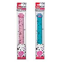 Régua Plástica Miau Line Holic Pets 15cm Rosa E Azul - Tris