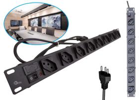 Régua Protetor Filtro De Linha Rack 19'' 1u 8 Tomadas 10A Bivolt