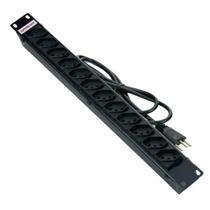Régua Rack 12 Tomadas 2P+T 3M Metal Preto Reforçada Fiolux