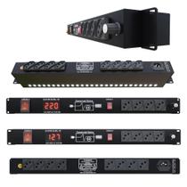 Regua RackLight Padrão Rack U1 Profissional 12 Tomadas 10A 2500A P/ Estudio Rack Servidor Led