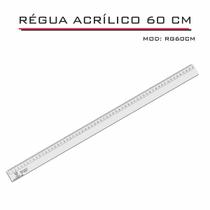 Régua Reta Acrílica 60 cm Transparente Desenho Técnico Fenix