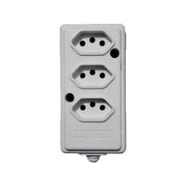 Régua Tomada Barra Tripla Cinza 10/20a Naticon Para Extensão