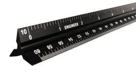 Régua Triangular de Engenharia em Alumínio - 30cm