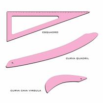 Réguas Modelagem Corte Costura Rosa Patchwork Scrapbook Kit - Fenix