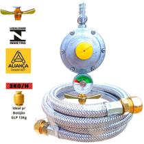 Regulador 506 visor Gas Aliança 2kg/h Mangueira dako 2 metro