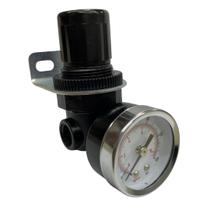 Regulador de Pressão de Ar Mini 1/4" Preto com Manômetro
