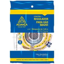Regulador para Gás Aliança 504/01, Médio, com Mangueira 120cm Regulador para Gás Aliança 504/01, Médio, com Mangueira 120cm