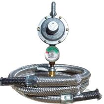 Regulador Registro Click 2kg/h visor mangueira inox 3 metros