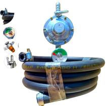 Regulador Registro Gás Cozinha visor Kit Mangueira 1,2 mts