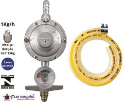 Regulador registro visor para gás cozinha mangueira 2 metros Regulador registro visor para gás cozinha mangueira 2 metros