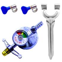 Regulador Visor proturbo Botijão Gás Com Chave e Abraçadeira Regulador Visor proturbo Botijão Gás Com Chave e Abraçadeira