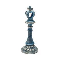 Rei Peça Do Xadrez Decorativa Em Resina 33 Cm Azul