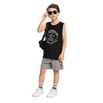 Rei Rex Conjunto Regata e Bermuda Skateboard Preto