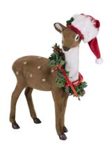 Reindeer Byers Choice com coroa de flores 6782 de 20 cm de altura feita à mão Reindeer Byers Choice com coroa de flores 6782 de 20 cm de altura feita à mão
