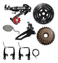 Relação Marchas 21v Kit Bicicleta Câmbios Coroa Yamada Freio