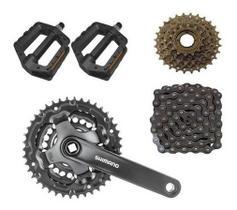 Relação Pedivela Shimano 21v Index + Corrente Catraca Pedal Relação Pedivela Shimano 21v Index + Corrente Catraca Pedal