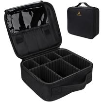 Relavel Travel Makeup Train Case Maquiagem Cosmetic Case Organizador Portátil Artist Storage Bag com Divisórias Ajustáveis para Cosméticos Escovas de Maquiagem Joias Destiladas Acessórios digitais preto