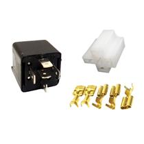 Rele Auxiliar Automotivo Com Suporte Fixação 5 Pinos 40a 12v e Conjunto Conector Porta Relê 5 Vias Branco Universal