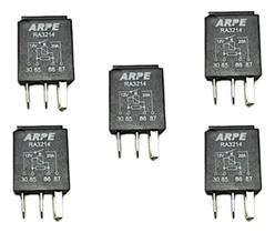 Relé Auxiliar Mini 20a 4 Term Fiat Ford Gm Vw - 5 Pçs
