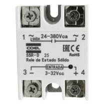 Relé de Estado Sólido SSR-D25 25A 3 à 32Vdc / 24 à 380Vac Coel