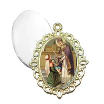 Relicario Dourado São Bráz Terno Noivo lapela Qualidade Resinado Alto Padrão Casamentos