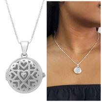 Relicário Feminino redondo de Prata 925 para Aromaterapia