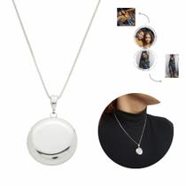 Relicário Prata 925 Redondo Telado Pequeno Banhado Com Fotos