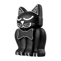 Relicário Preto Fosco Emborrachado Gatinho Pet Memory