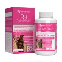 Relive Hair Vitamina A D E C Ácido Fólico Biotina Cobre Cromo Ferro Selênio Zinco 60 Caps