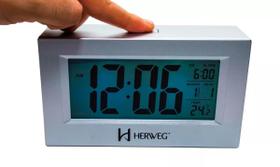 Relógio 2972 Despertador Digital Prata Luz Led Sensor Herweg Relógio 2972 Despertador Digital Prata Luz Led Sensor Herweg