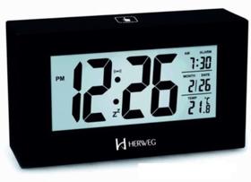 Relógio 2972 Despertador Digital Preto Luz Led Sensor Herweg Relógio 2972 Despertador Digital Preto Luz Led Sensor Herweg