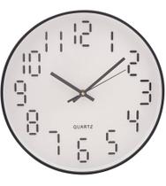 Relógio 29,87x4,5cm De Parede Em Plástico Quartz Branco Com Preto Relógio 29,87x4,5cm De Parede Em Plástico Quartz Branco Com Preto
