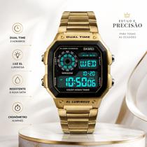 Relógio A Prova Dágua Masculino Dual Time Skmei 1335 Prata Premium Digital Vintage Multifunção