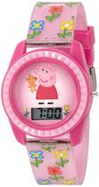 Relógio Accutime Peppa Pig digital rosa com alça floral ajustável Relógio Accutime Peppa Pig digital rosa com alça floral ajustável